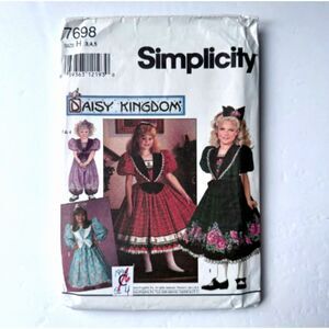 Daisy Kingdom Girls Dress Sewing Pattern Simplicity 7698 Sz 3-4 CUT/COMPLETE